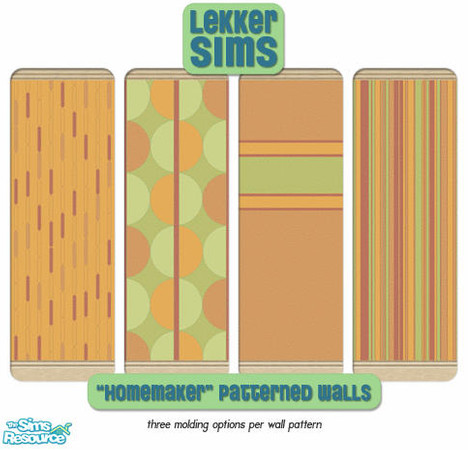 Sims 2 — Homemaker Patterned Walls II by Lekker Sims — Coordinate your home with the Lekker Sims "Homemaker"