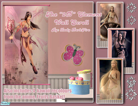 Sims 2 — The "2D" Element Wall Scroll by Lady Darkfire — Set of anime and video game inspired wall scrolls with