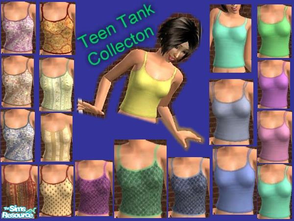 Sims 2 — Teen Tank Collection by Srforests — This is a collection of nineteen tank tops I made for teenagers. Some of