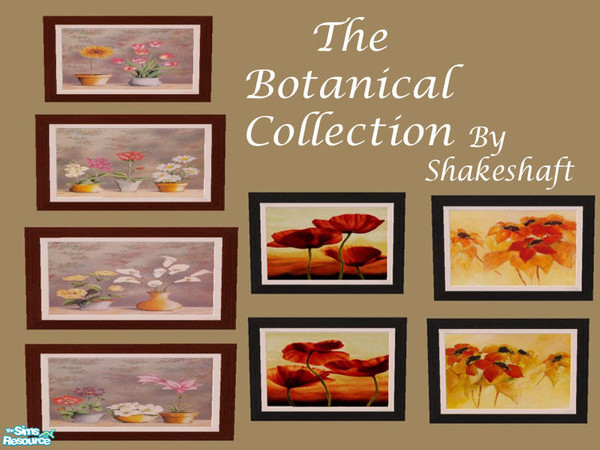 Sims 2 — The Botanical Collection by Shakeshaft — A set of eight floral prints, one new mesh and seven recolours.