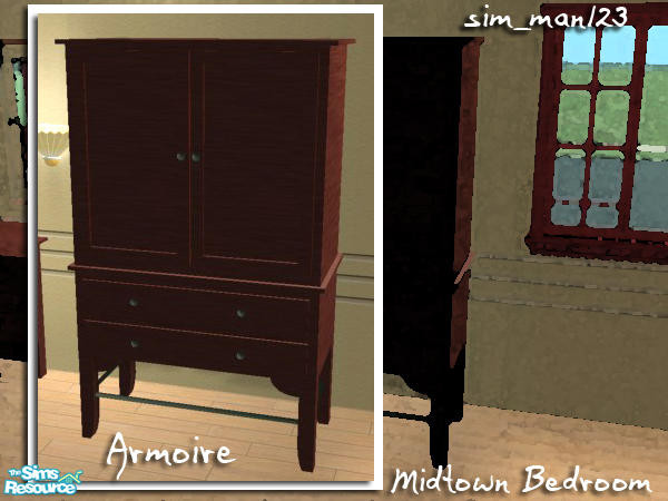 Sims 2 — Midtown Bedroom - Armoire by sim_man123 — The armoie mesh from my Midtown Bedroom. Has a lighting issue so it