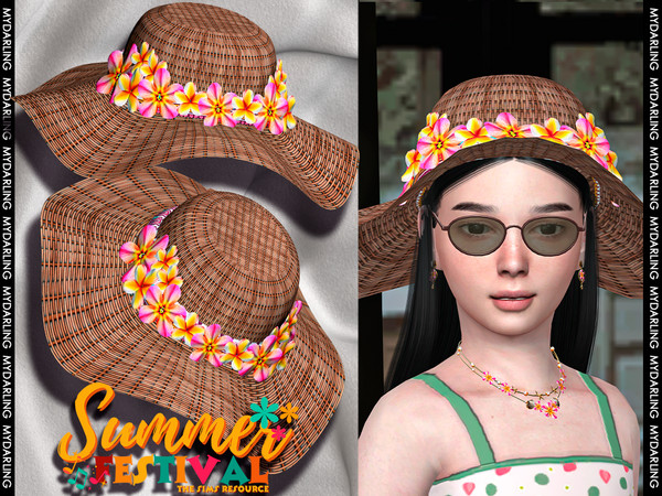 Sims 4 — summer beach hat for child by Mydarling20 — new mesh