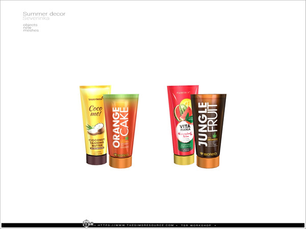 Sims 4 — Cosmetics - Summer decor by Severinka_ — Set of decor in the summer style. 8 items: watermelon dessert -