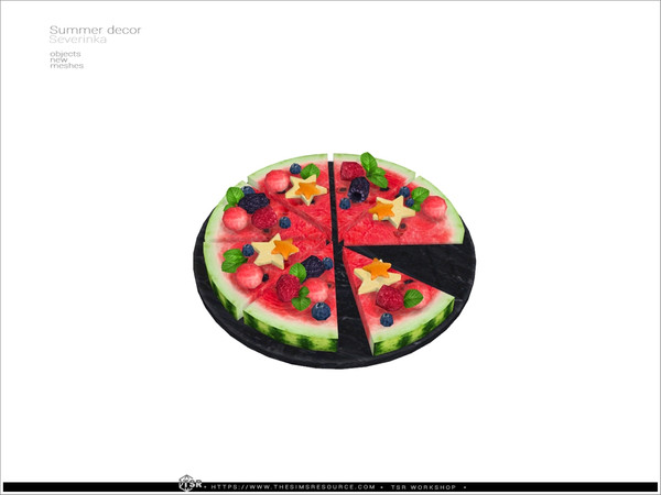 Sims 4 — Watermelon pizza - Summer decor by Severinka_ — Set of decor in the summer style. 8 items: watermelon dessert -