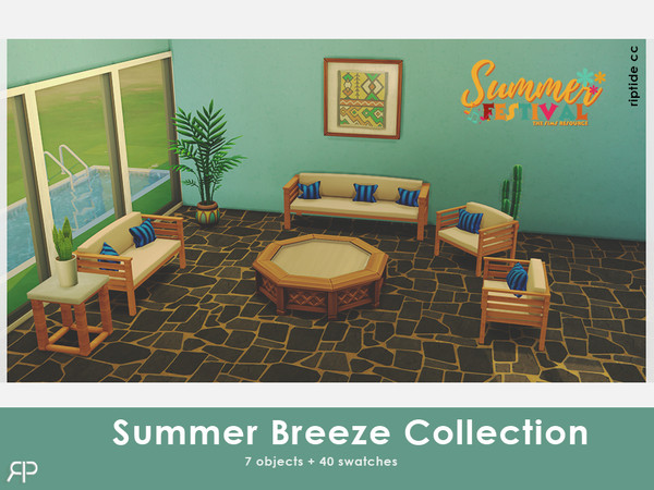 Sims 4 — RiptideCC- Summer Breeze Collection pillows sofa p3 by Riptidecc — The Summer Breeze Collection brings the