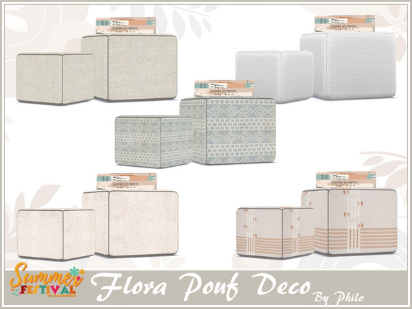 Sims 4 — Philo_Flora Pouf Deco by philo — Give your Sims the opportunity to relax in this living room made of white sofas