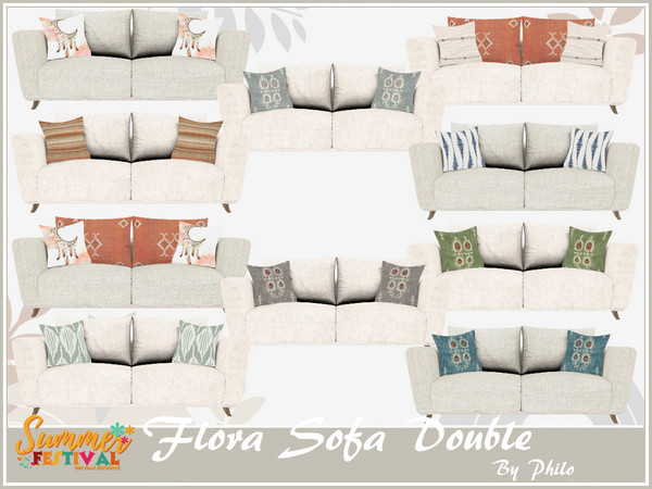 Sims 4 — Philo_Flora Sofa Double by philo — Give your Sims the opportunity to relax in this living room made of white
