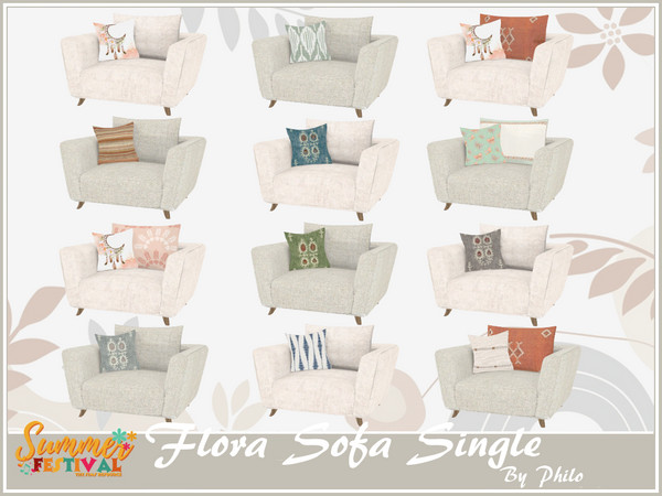 Sims 4 — Philo_Flora Sofa Single by philo — Give your Sims the opportunity to relax in this living room made of white