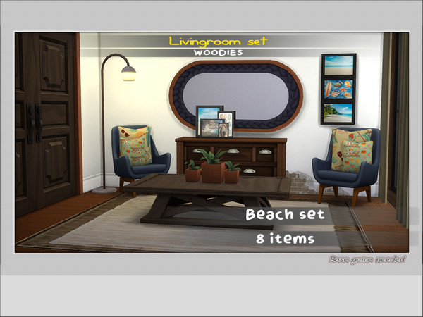 Sims 4 — beach photo collection by Woodies — beach collection total of 8 items for buy mode.