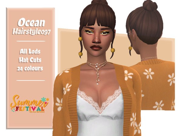 Sims 4 — Ocean Hairstyle by AarainAroma — Aroma Hairstyle 097 This hairstyle is part of the Summer Festival collection!!