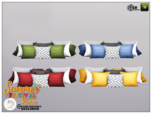 Sims 4 — Summer festival Kinae bedroom cushions bed by jomsims — summer festival kinae, the bedroom.