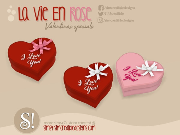 Sims 4 — La vie en rose heart box by SIMcredible! — by SIMcredibledesigns.com available at TSR 2 colors in 5 variations