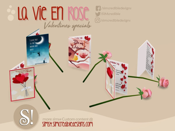Sims 4 — La vie en rose love card by SIMcredible! — by SIMcredibledesigns.com available at TSR 3 colors in 6 variations