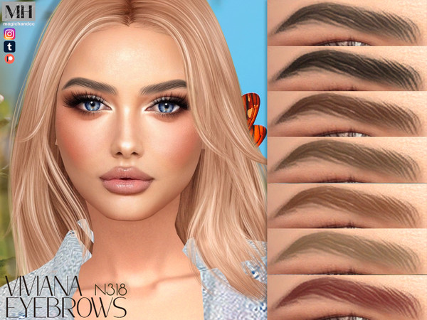 Sims 4 — [Patreon] Viviana Eyebrows N318 by MagicHand — Straight natural brows in 13 colors - HQ Compatible.
