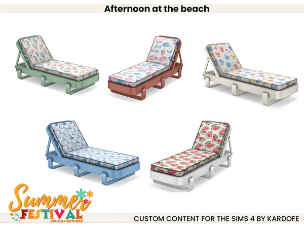 Sims 4 — kardofe_Afternoon at the beach _Sun lounger by kardofe — Beach days are easier with this fun, colourful and