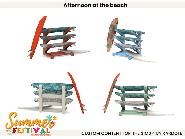 Sims 4 — kardofe_Afternoon at the beach_Surfboards by kardofe — Beach days are easier with this fun, colourful and