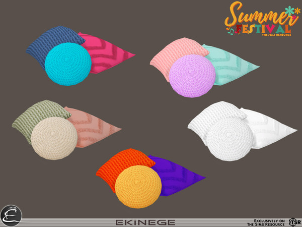 Sims 4 — SummerFestival - Outdoor Seating Decor - Cushions by ekinege — This set features 7 new items.