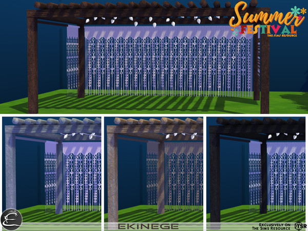 Sims 4 — Summer Festival - Outdoor Seating Decor- Pergola With Light by ekinege — This set features 7 new items.