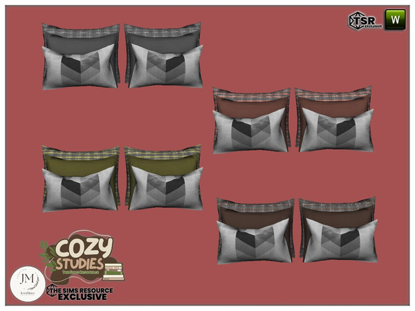 Sims 4 — cozy studies noak cushions bed by jomsims — Cozy studies Noak bedroom set.