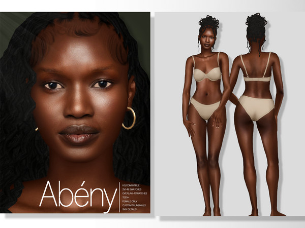 Sims 4 — [Patreon] Abeny Skin by thisisthem — HQ Compatible ; 2v 48 swatches ; Skin Details Category ; Teen+ ; Custom