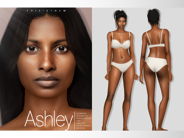 Sims 4 — [Patreon] Ashley Skin by thisisthem — HQ Compatible ; 2v 44 swatches ; Skin Details Category ;