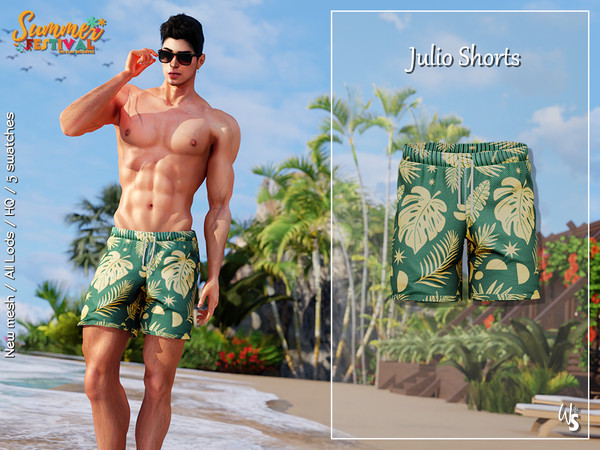 Sims 4 — Summer Festival Julio Shorts for men by WisteriaSims — - FOR MEN - NEW MESH - TEEN TO ELDER - Clothing Bottom