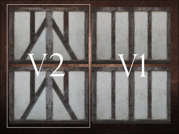 Sims 4 — YeMedieval - Framework walls V02 by RemusSirion — Framework Walls in 2 colours. This is a mural and therefore