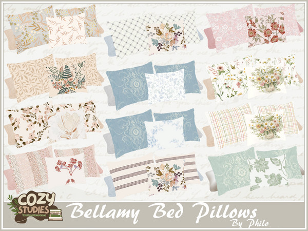 Sims 4 — Philo_Bellamy Bed Pillows by philo — With its soft and muted colours, this bedroom set will be perfect for
