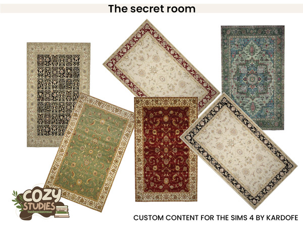 Sims 4 — kardofe_The secret room_Rug by kardofe — First part of a Dark Academy style studio, in it you will find, a wall