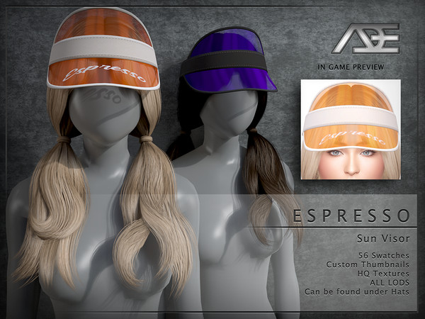 Sims 4 — Espresso Sun Visor (Hat) by Ade_Darma — Espresso Sun Visor for Espresso Hairstyles Sabrina Carpenter Espresso MV