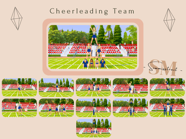Sims 4 — Cheerleading by simmisstrait — Included: - 12 Poses Disclaimer: