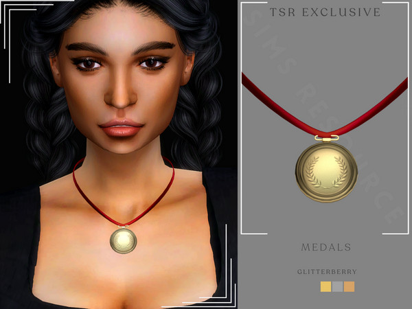 Sims 4 — Medals by Glitterberryfly — A gold, silver and bronze medal for the female frame
