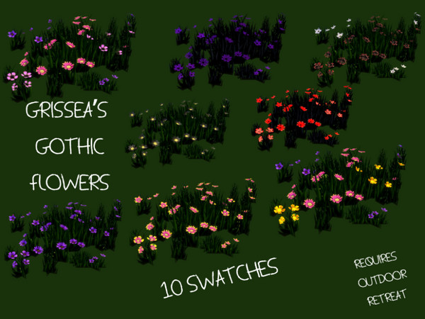 Sims 4 — Forest Flowers expanded by grissea — Some darker flowers for your gothic simmies. I love building gardens but