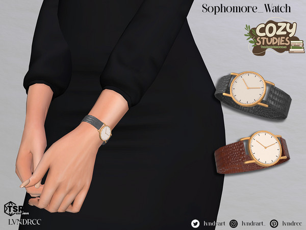 Sims 4 — (Cozy Studies) Sophomore Watch by LVNDRCC — Elegant, but brave classic watch with vegan leather alligator print