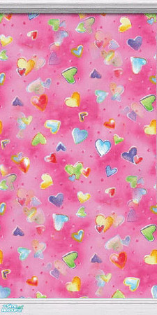 Sims 2 — LGR Pt. 1 by TKayO Wall 2 by TKayO — Pink with hearts wallpaper with crown and floor moulding. Part of the