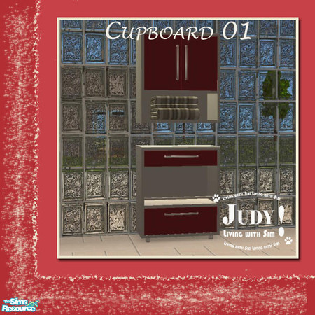 Sims 2 — Judy Xandria Bath - Cupboard 01 Red by judyhugsnoopy — Recolor of Shoukeir Xandria Bathroom set. Please download