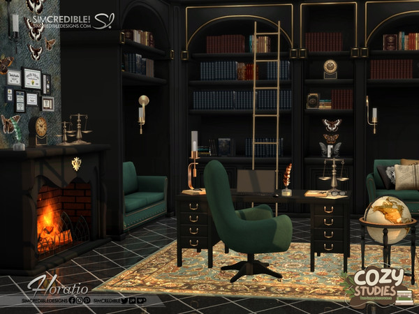 Sims 4 — Horatio decor Ladder by SIMcredible! — Bringing to your sims a dark academia themed study area - the Horatio