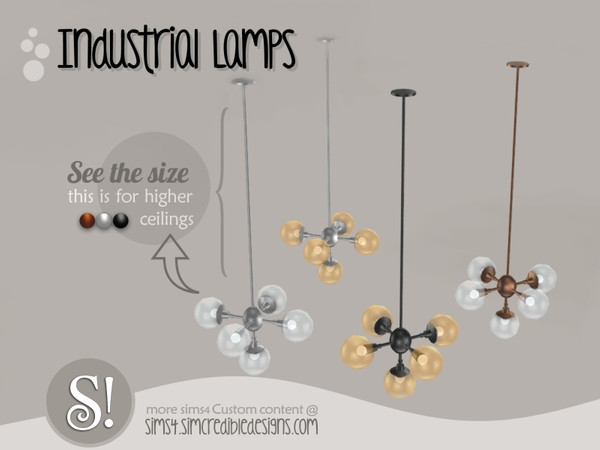Sims 4 — Industrial Lamps - Magic beans ceiling lamp [mid wall] by SIMcredible! — by SIMcredibledesigns.com available at