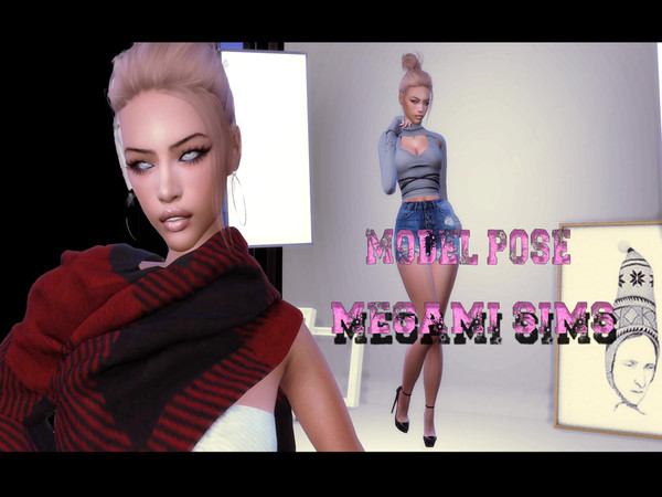 Sims 4 — megami-sims Model-Pose by megami_sims — Model pose for female, 8 poses and 3 poses with wall