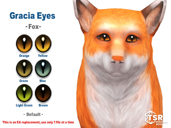 Sims 4 — MSQSIMS - Gracia Eyes - Fox - Orange.package by MSQSIMS — These Maxis Match eyes for foxes replace the default