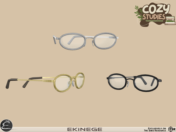 Sims 4 — Cozy Studies - Study Room - Glasses by ekinege — This set features 7 new items. - Desk - Desk Chair - Hourglass