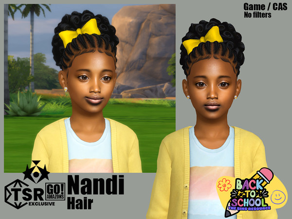 Sims 4 — GOAmazons_NandiHair AccRecolor (Back To School).package by GoAmazons — Afro updo with braids for children,