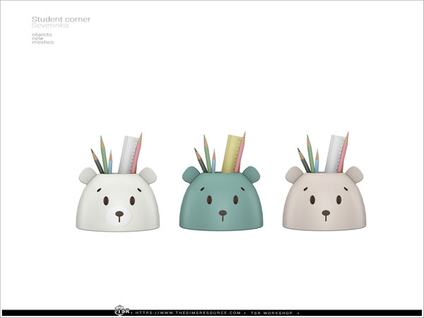 Sims 4 — Student corner - Bear organizer by Severinka_ — A set of table decor for the design of the students corner. -