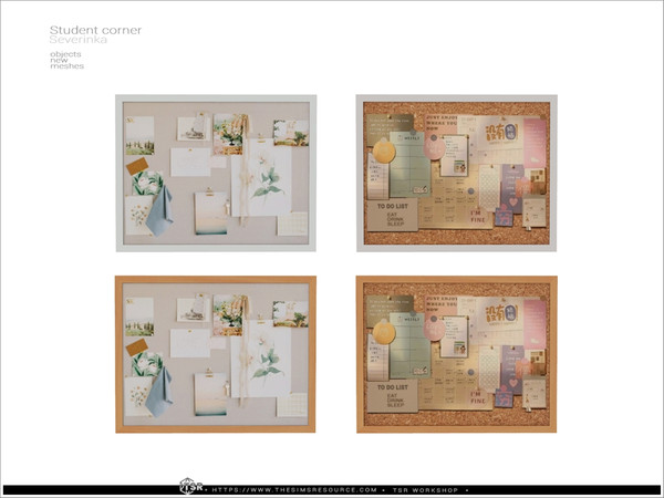 Sims 4 — Student corner - wall pinboard by Severinka_ — A set of furniture and decor for the design of the students