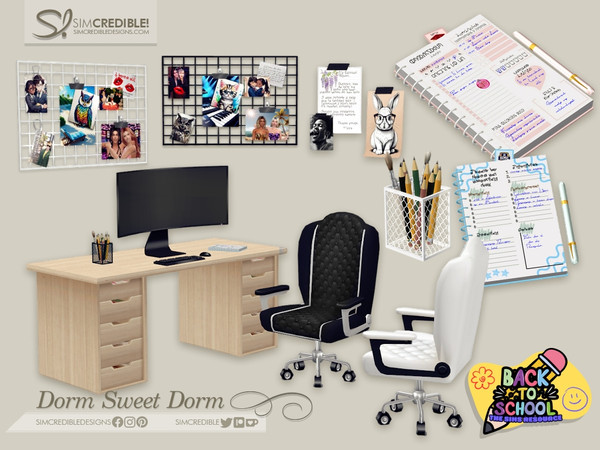 Sims 4 — Dorm Sweet Dorm- Paper taped on wall by SIMcredible! — It's time to go back to the dorm, but with style and