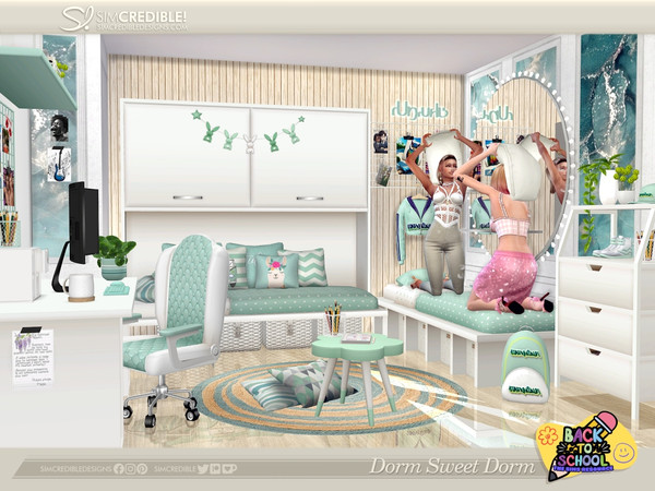 Sims 4 — Dorm Sweet Dorm- Bed 1 by SIMcredible! — It's time to go back to the dorm, but with style and comfort. Dorm
