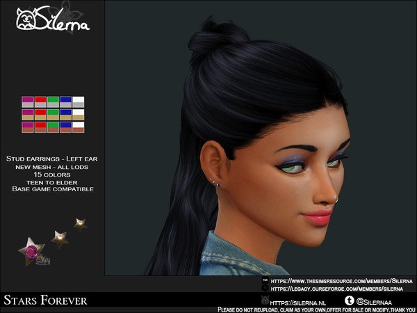 Sims 4 — Stars Forever Left ear by Silerna — - Basegame compatible