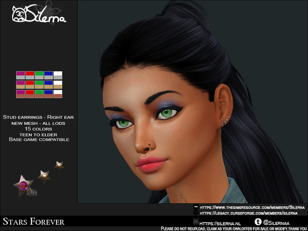 Sims 4 — Stars Forever Right ear by Silerna — - Basegame compatible