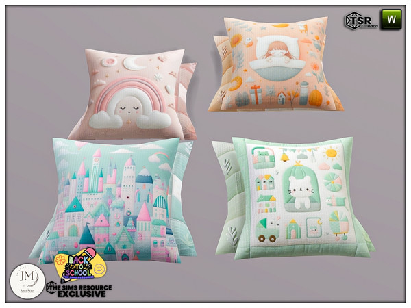 Sims 4 — back to school deku cushions by jomsims — Back to school. but art school inspiration.