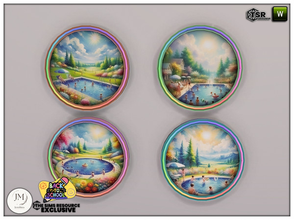 Sims 4 — back to school deku wall painting round by jomsims — Back to school. but art school inspiration.